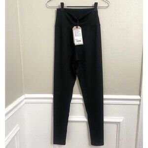 prAna Becksa Legging Black Women’s Size Small Ribbed Stretch UPF 50 Wide Waist